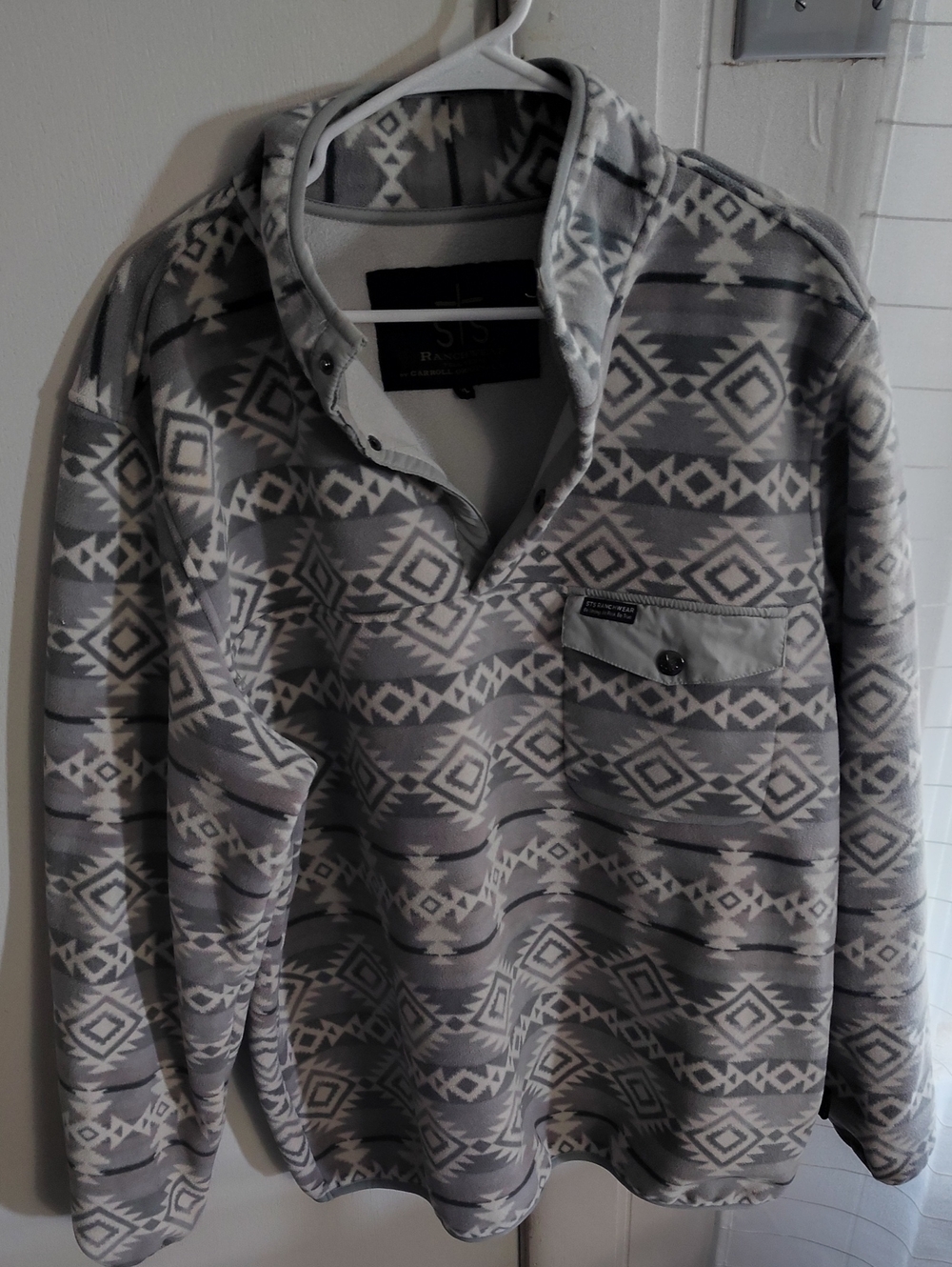 STS Ranchwear Gray & White Aztec Fleece Pullover